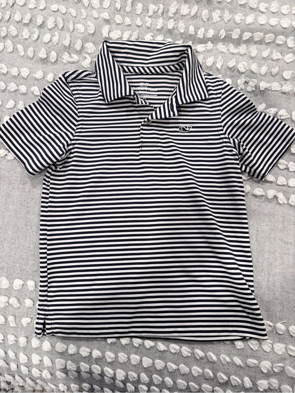 Vineyard Vines Boys' Navy & White Striped Polo Shirt